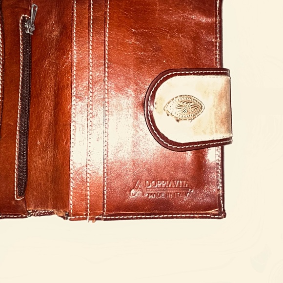 Accessories - Zebra Print Italian Leather Bocci Made in Italy Leather Wallet with Brown Mohair